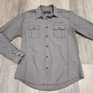Tranquility Mayhem Button Down Long Sleeve Shirt Grey Gingham Men's Medium